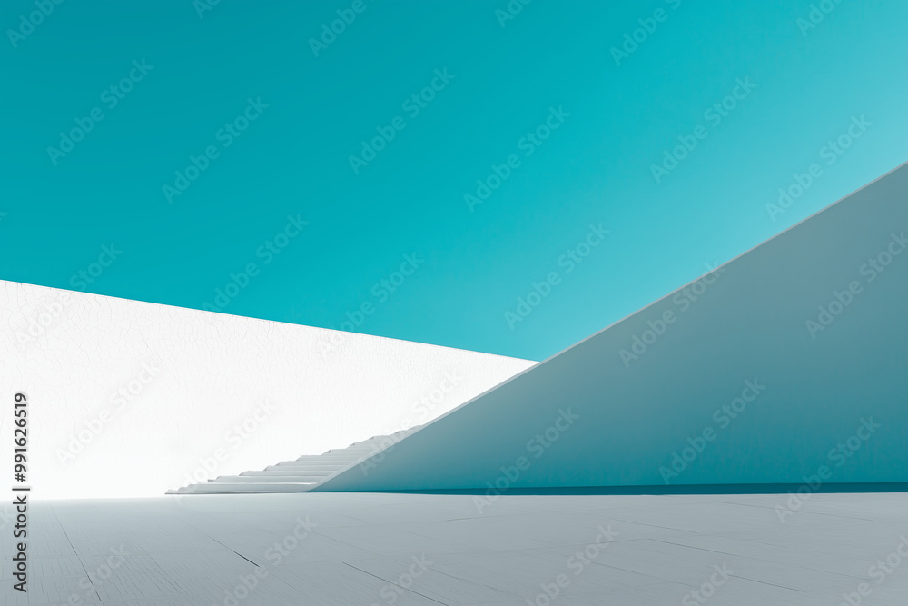 An abstract piece of modern architecture under a pristine blue sky, showcasing sleek lines and geometric structure. An abstract piece of modern architecture under a pristine blue sky, showcasing sleek lines and geometric structure.