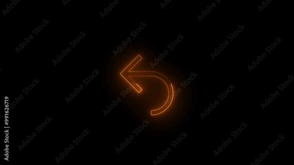 Neon reply icon brown glowing black background animation Neon reply icon brown glowing black background animation
