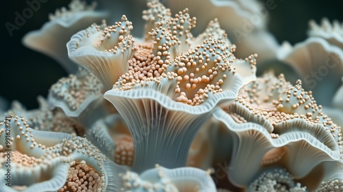 Fototapeta Naklejka Na Ścianę i Meble -  Colorful coral reef structure showcasing intricate patterns and textures in an underwater environment during daylight hours