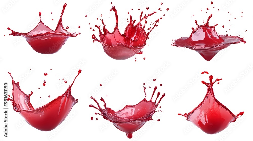 Fototapeta premium Red Paint Brush Strokes Splashes on White Background, Abstract Image, Texture, Pattern Background, Wallpaper, Cover and Screen of Smartphone, PC, Laptop, 9:16 and 16:9 Format