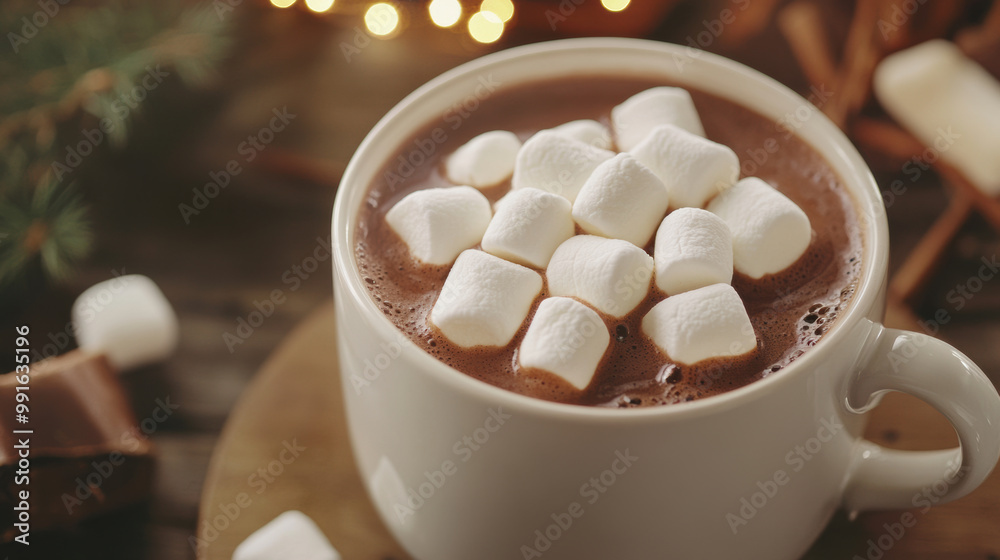 Warm and inviting, this hot cocoa topped with fluffy marshmallows creates cozy atmosphere perfect for winter gatherings. Enjoy rich flavors and comforting vibes