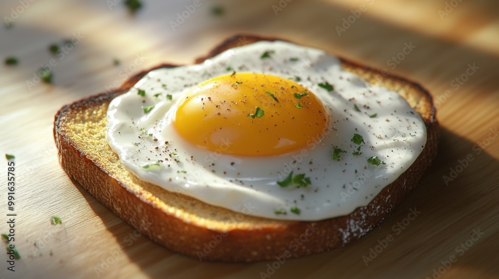 Fried egg and toast.. Generative AI Fried egg and toast.. Generative AI