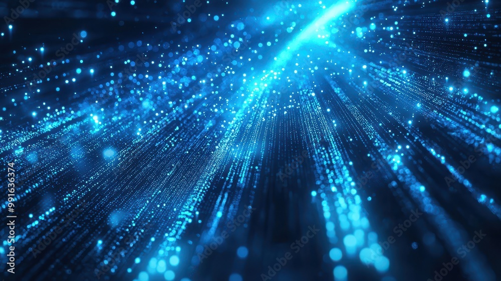 Blue holographic light beams cascading in a tech-inspired digital world, creating a sleek and modern technology atmosphere. Blue holographic light beams cascading in a tech-inspired digital world, creating a sleek and modern technology atmosphere.