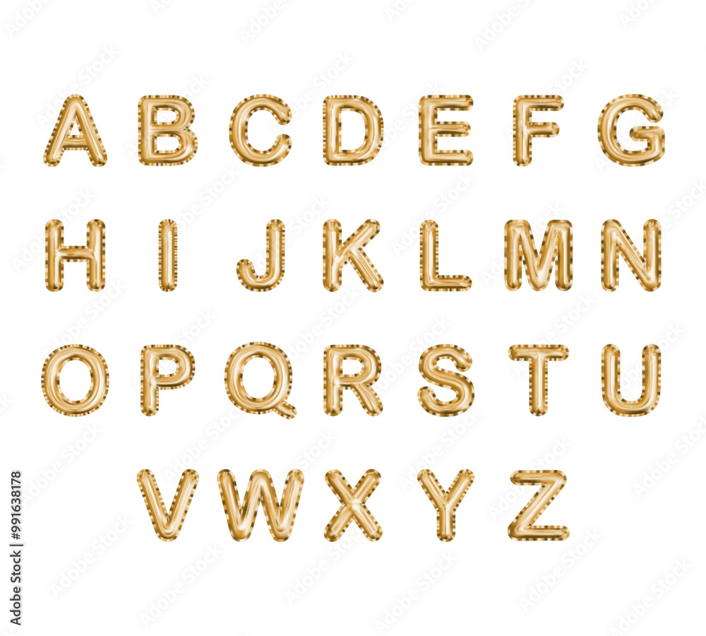 Metallic Gold Text Balloons, golden letter alphabet, vector illustration Metallic Gold Text Balloons, golden letter alphabet, vector illustration