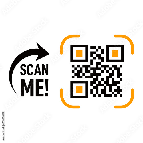 Scan me qr code on transparent background, Scan me labels sticker png photo