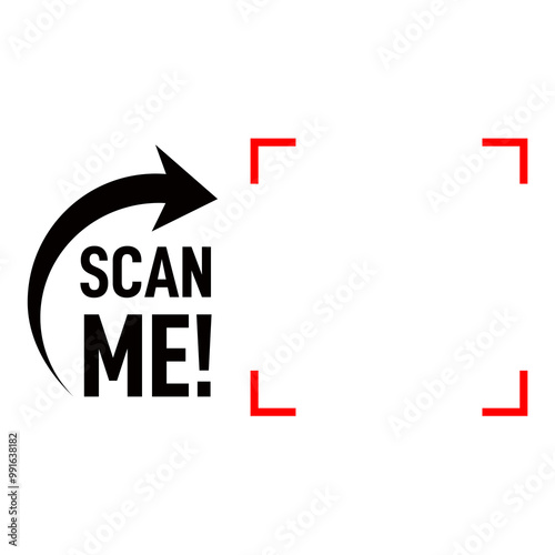 Scan me qr code on transparent background, Scan me labels sticker png