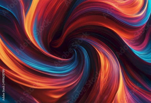 Abstract digital painting with swirling, vibrant colors including red, orange, blue, and purple, creating a dynamic and fluid composition, Generative AI.