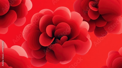 Abstract Red Rose Flower Pattern