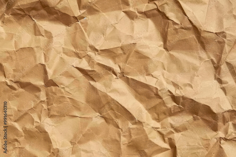 Crumpled brown kraft paper texture. Recycled material and eco-friendly packaging concept. Crumpled brown kraft paper texture. Recycled material and eco-friendly packaging concept.