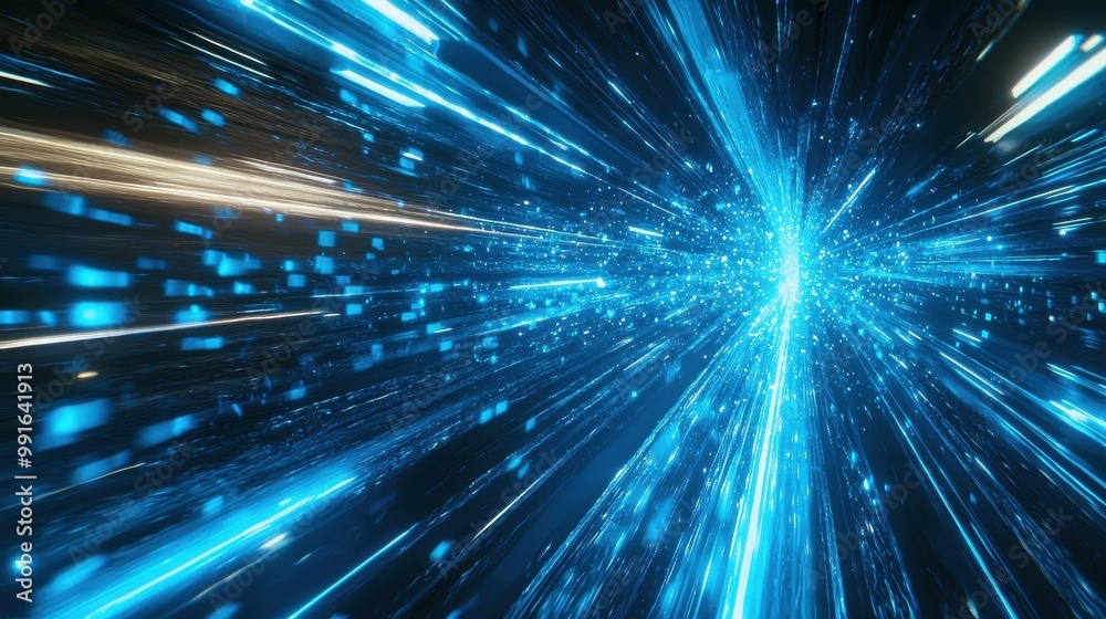 Blue holographic light beams in motion across a tech-inspired digital space, evoking futuristic innovation and modern technology. Blue holographic light beams in motion across a tech-inspired digital space, evoking futuristic innovation and modern technology.