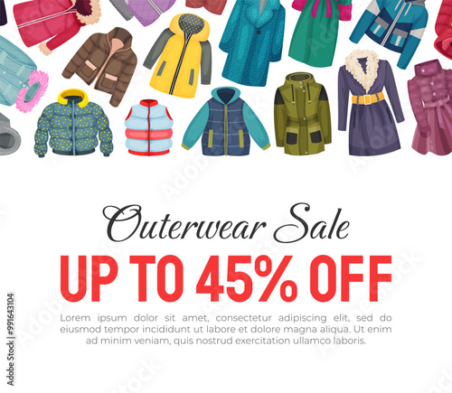 Outerwear Sale Web Banner Design Vector Template