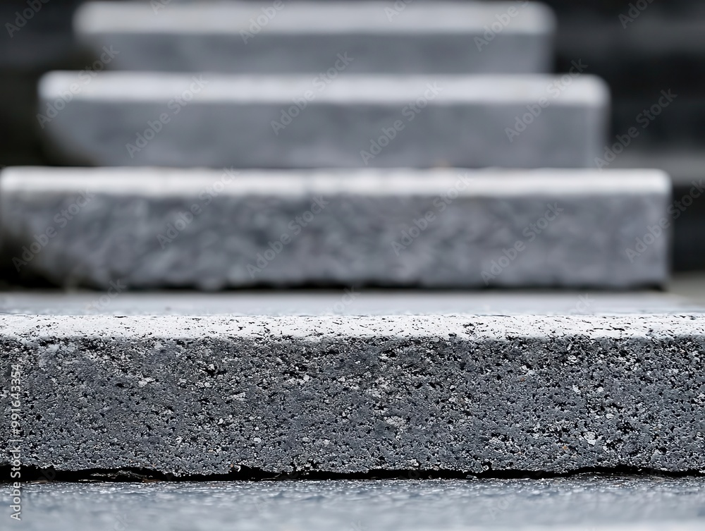 Worn concrete steps with chipped edges and stains, chipped steps, urban decay Worn concrete steps with chipped edges and stains, chipped steps, urban decay