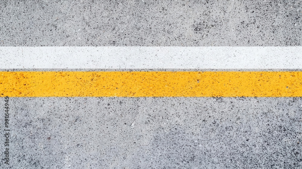 Fototapeta premium Street pavement with faded parking lines and small oil stains, faded parking lines, urban wear and tear