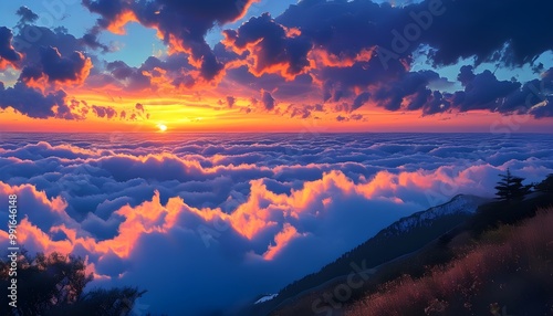 Dreamy Dusk Over a Sea of Clouds