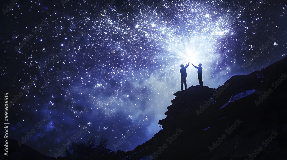 Fototapeta premium 98. A celestial god showering blessings from a starry sky
