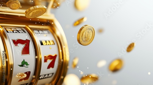Slot Machine Jackpot with lots of Gold coin(