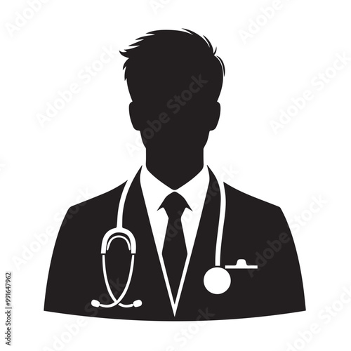 Doctor black vector black color silhouette white color background