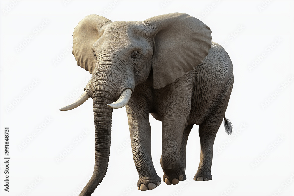 Obraz premium A beautiful elephant against white background.