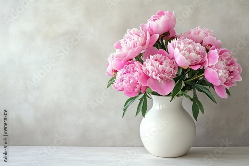 Pink Peonies in a White Vase