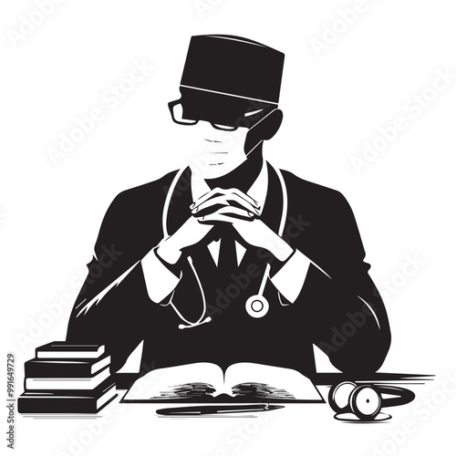 Doctor black vector black color silhouette white color background