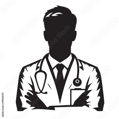 Doctor black vector black color silhouette white color background