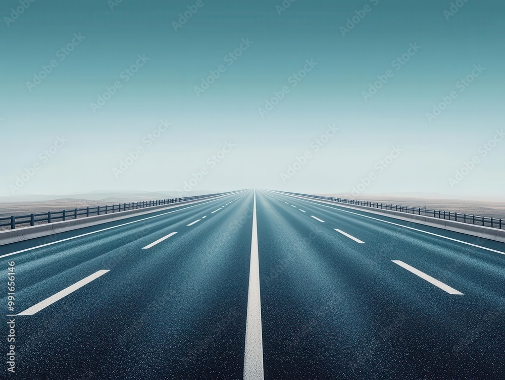 Fototapeta premium High-speed highway with sound barriers and minimal exits, expressway, efficient transport