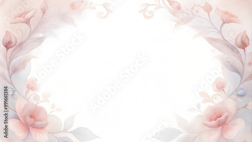 Delicate watercolor floral frame with copy space for greeting cards or invitations concept