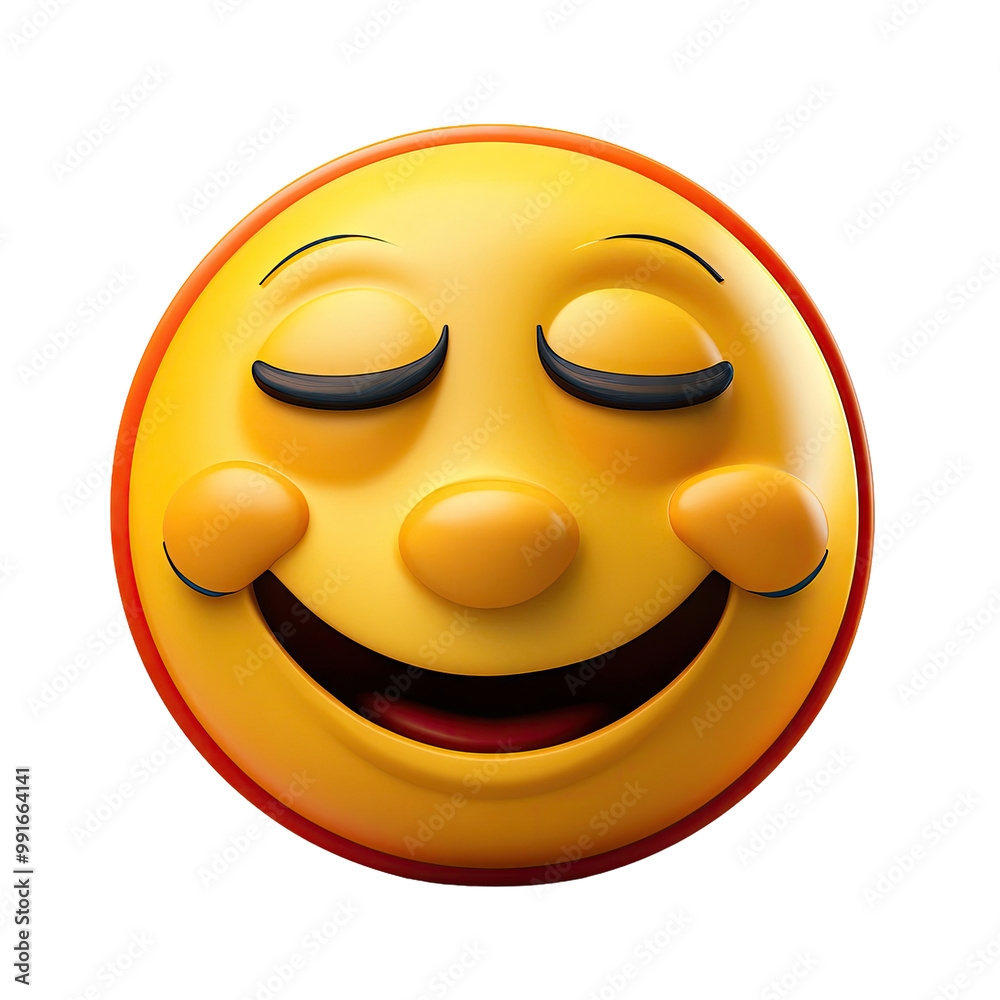 Fototapeta premium Smiling emoji with closed eyes