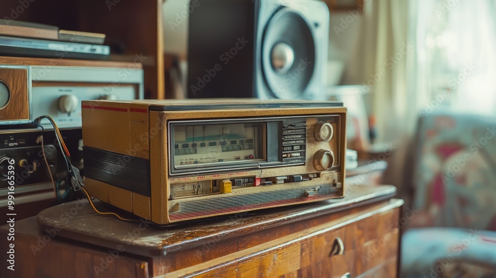 Fototapeta premium Retro Cassette Player, vintage radio.