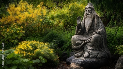 80. A wise celestial sage imparting wisdom to seekers in a garden
