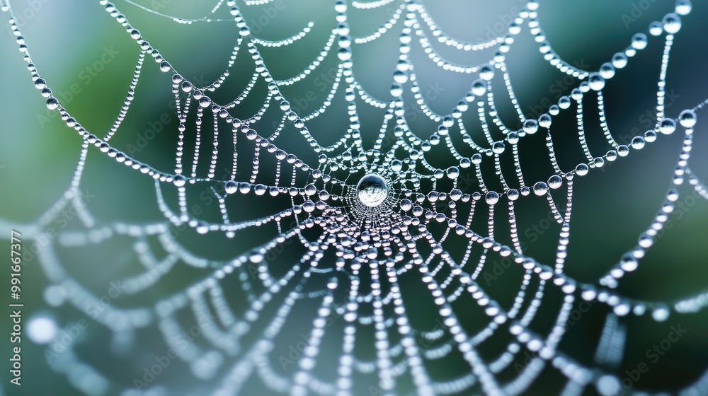 An 8K hyper-realistic photo of a stunningly intricate spider web adorned with dewdrops, capturing the intricate beauty of nature