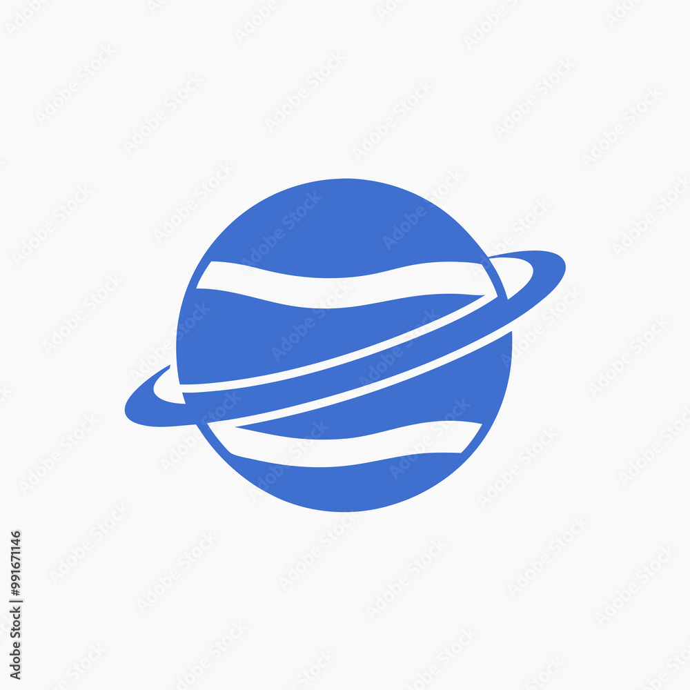 Blue planet illustration with rings, symbol of space and astronomy Blue planet illustration with rings, symbol of space and astronomy