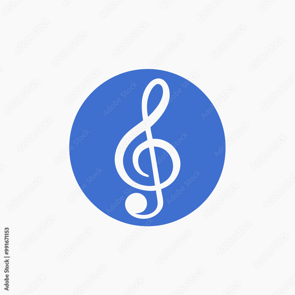 Blue treble clef illustration, symbol of music and rhythm Blue treble clef illustration, symbol of music and rhythm