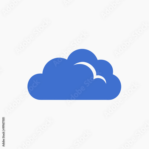 Blue cloud illustration, weather symbol representing sky and atmosphere