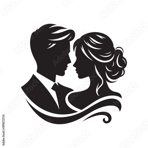 Romantic Couple Silhouette Vectors – Husband & Wife Love Illustrations