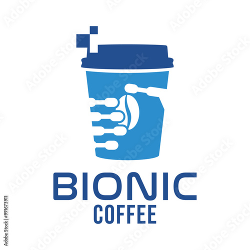bionic coffee flat minimalist logo design