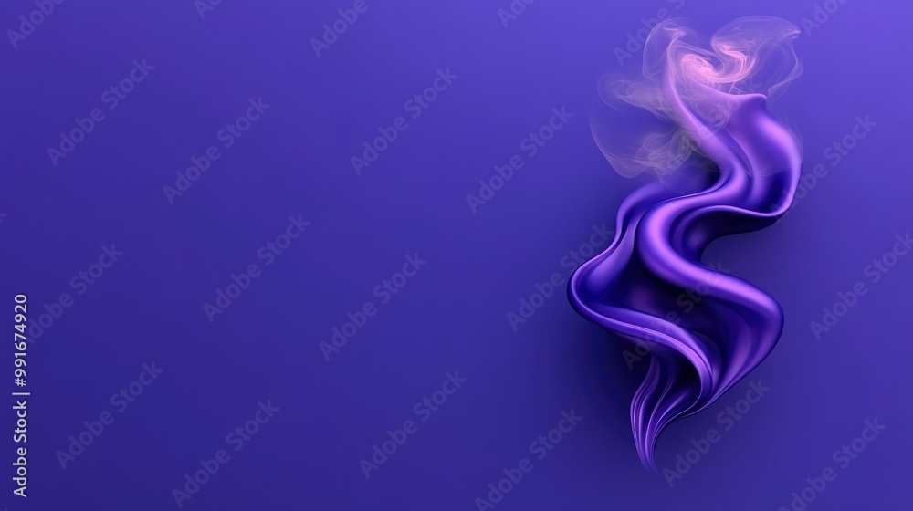 Abstract Purple Liquid Swirl on Blue Background