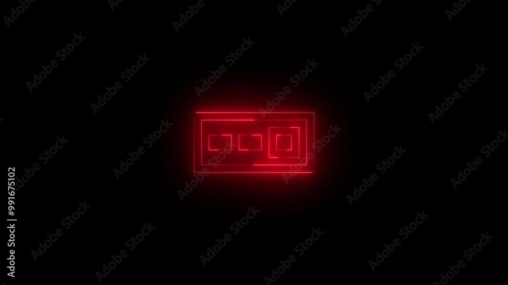 Neon switch apps icon red glowing black background animation Neon switch apps icon red glowing black background animation