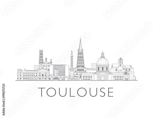 Toulouse skyline in France cityscape vector illustration