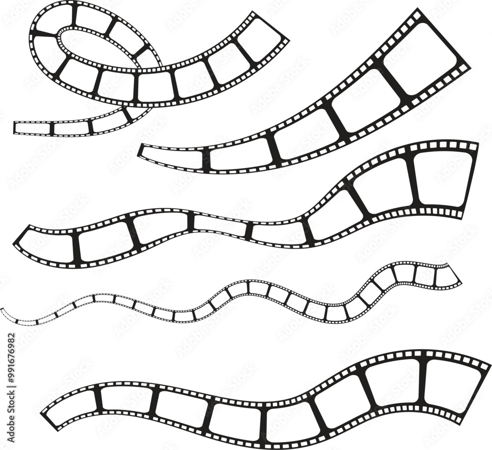 Fototapeta premium Curved film strip icon set. vector eps10