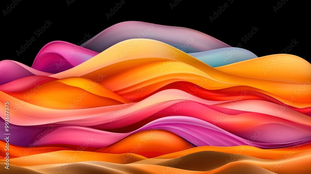 Abstract Colorful Waves with a Black Background Abstract Colorful Waves with a Black Background