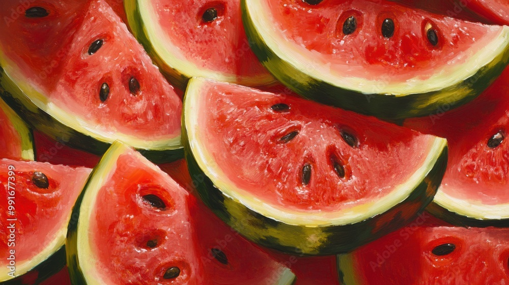 Slices of watermelon. Generative AI Slices of watermelon. Generative AI