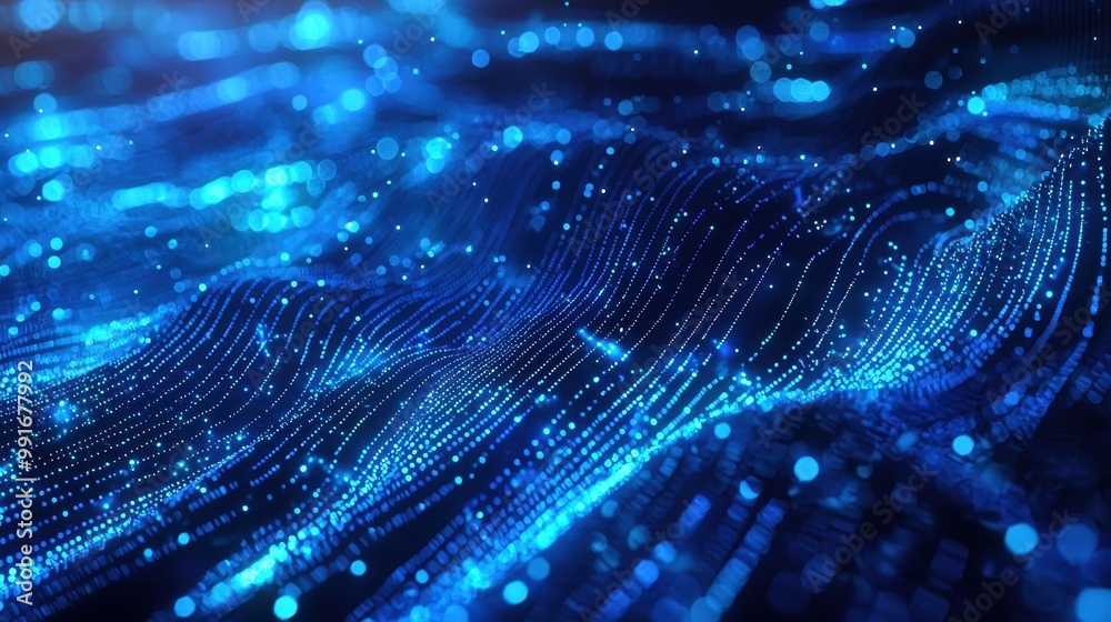Holographic beams of blue light swirling in a digital landscape of futuristic technology elements, evoking innovation. Holographic beams of blue light swirling in a digital landscape of futuristic technology elements, evoking innovation.