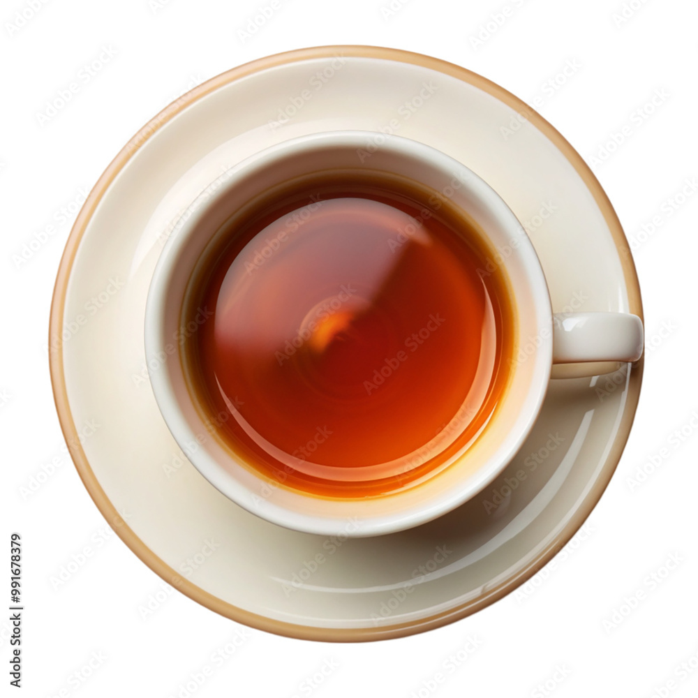 Cup of tea top view Isolated on transparent background. Cup of tea top view Isolated on transparent background.