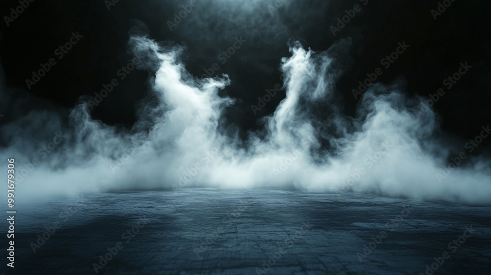 Dark Foggy Background with Blue Light, Dark fog over mysterious landscape, ominous storm approaching. Dark Foggy Background with Blue Light, Dark fog over mysterious landscape, ominous storm approaching.