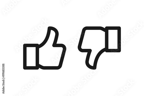 Thumbs up, thumbs down, like, dislike vector icon