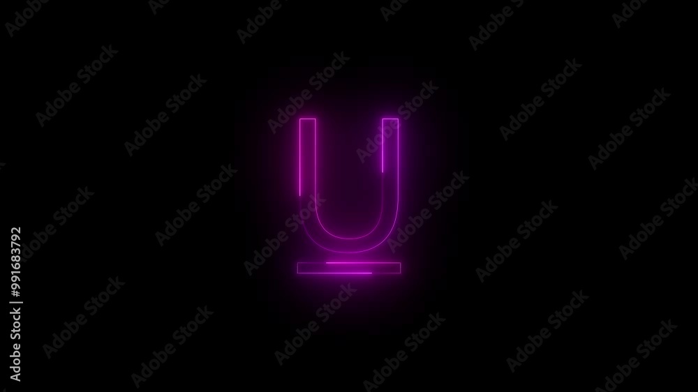 Neon underline icon pink glowing black background animation Neon underline icon pink glowing black background animation