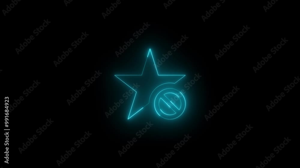 Neon unfavorite icon cyan glowing black background animation Neon unfavorite icon cyan glowing black background animation