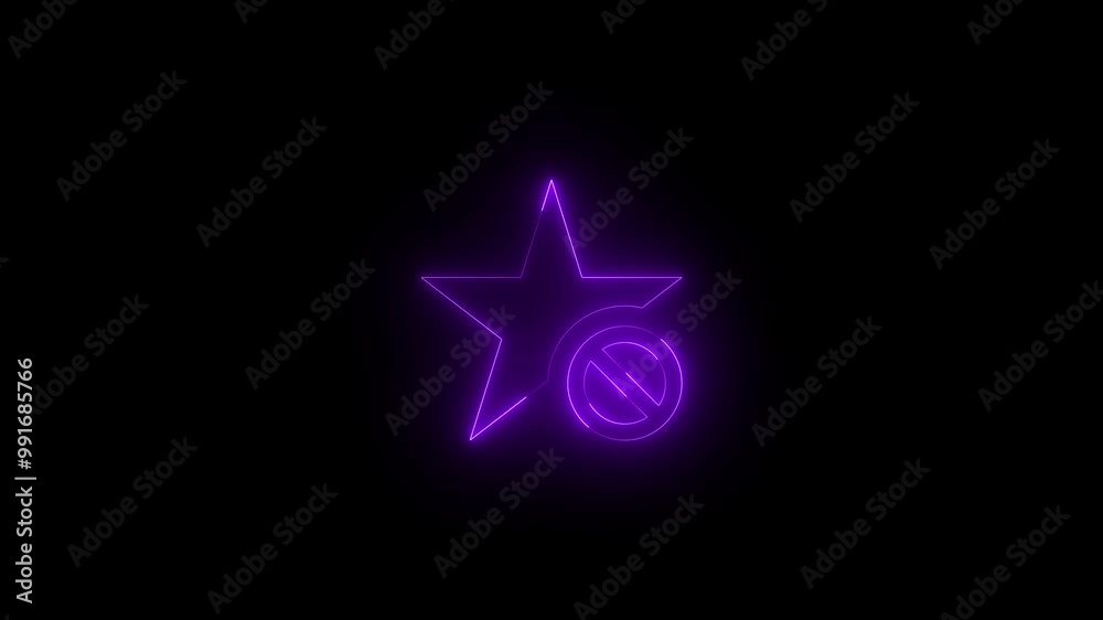 Neon unfavorite icon purple glowing black background animation Neon unfavorite icon purple glowing black background animation