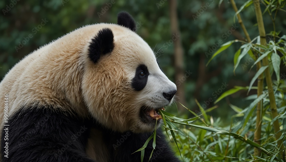 Giant panda munching on bamboo. Giant panda munching on bamboo.